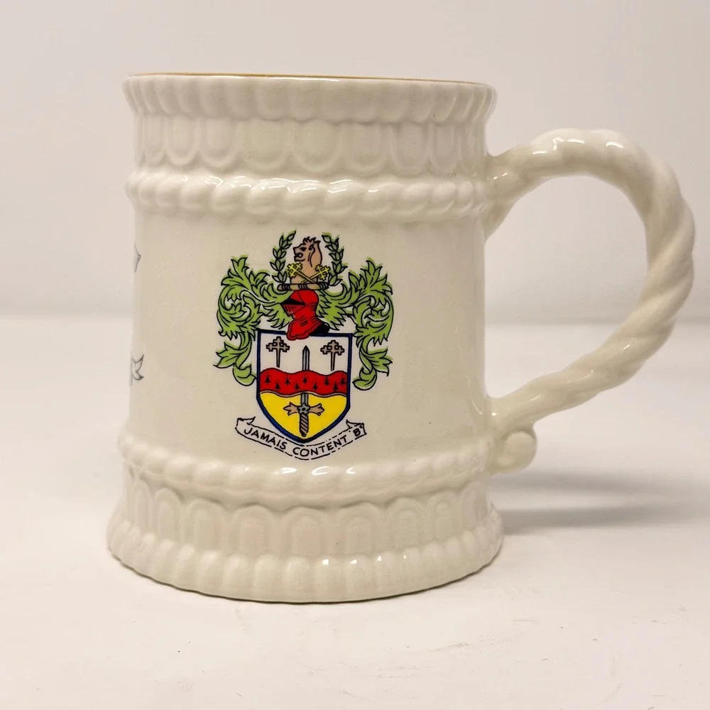 Vtg Sampson Bridgwood Lifelong Ironstone Knight Tankard Mug Coat of Arms England